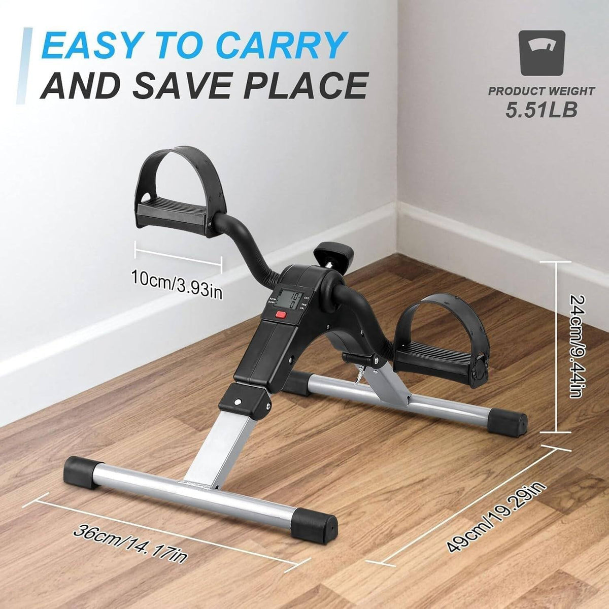 Folding Mini Pedal Exerciser with LCD Monitor