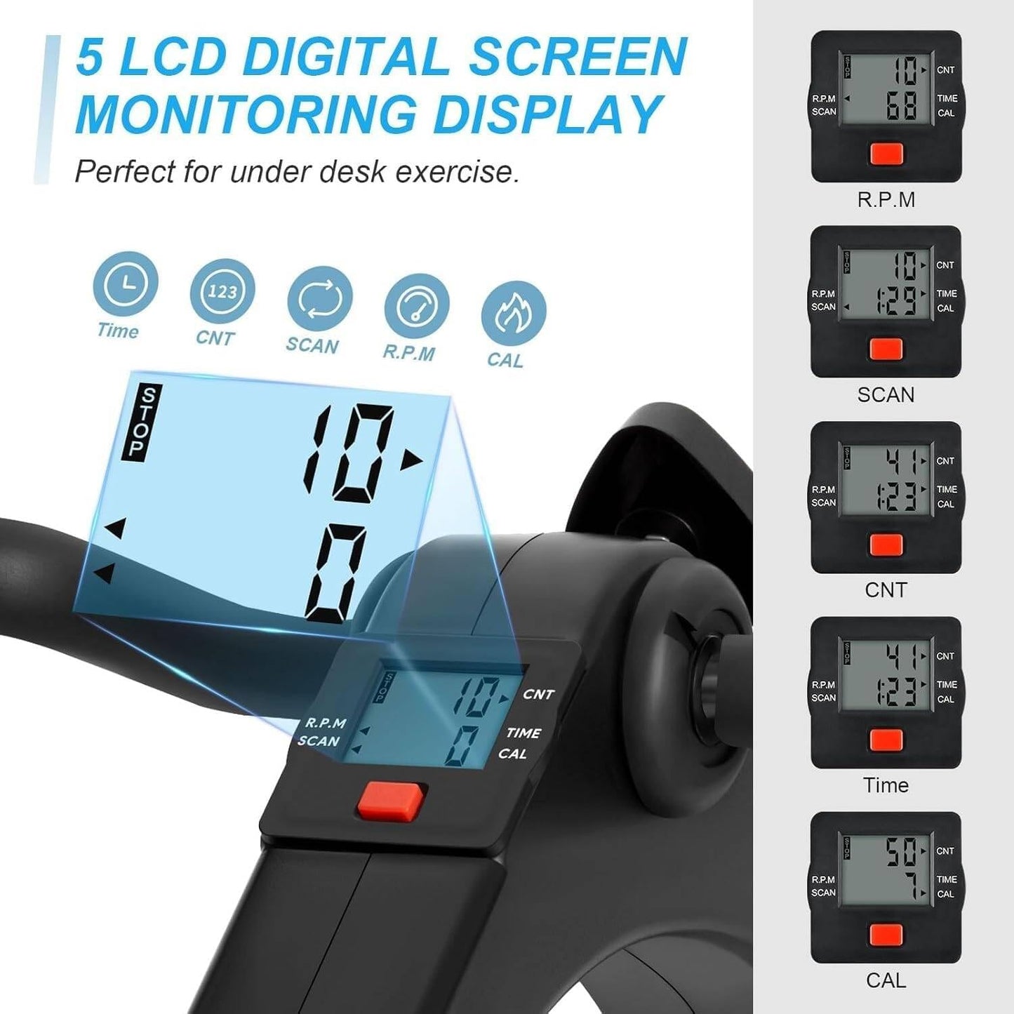 Folding Mini Pedal Exerciser with LCD Monitor