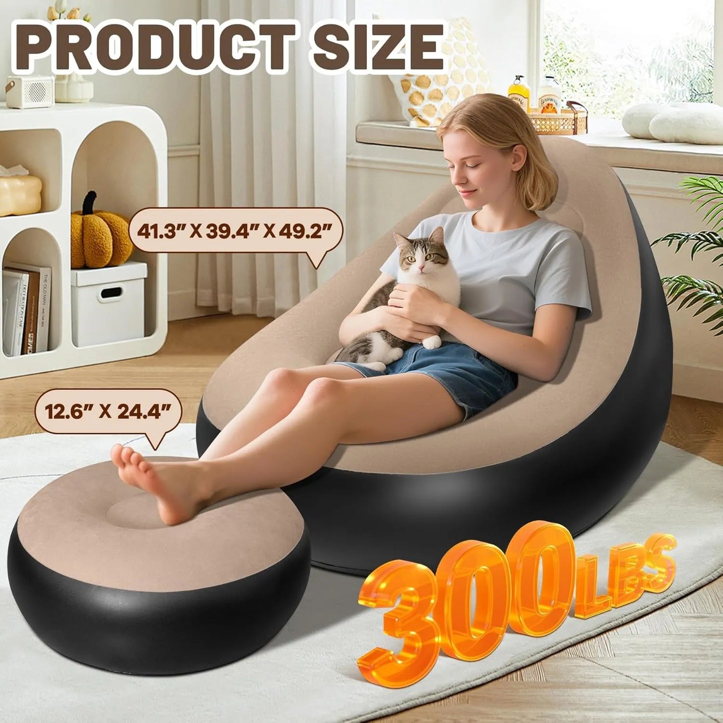 Chsuiwe portable inflatable sofa ottoman set with a compact, easy-to-carry design for convenient storage and transport