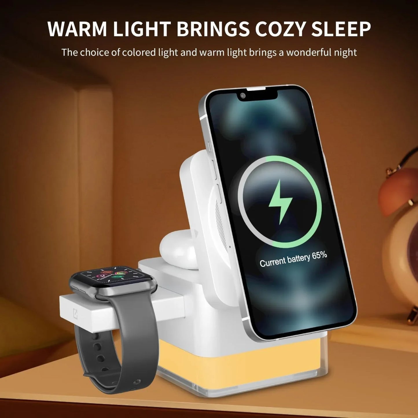 Heco 3-in-1 magnetic wireless charging station with a foldable design for convenient multi-device charging