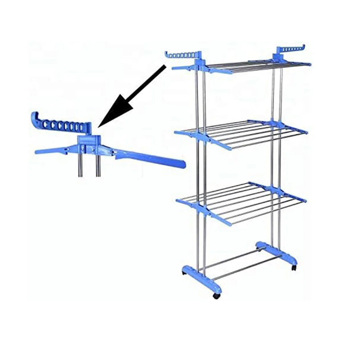 3-Tier Foldable Clothes Drying Rack with Wheels
