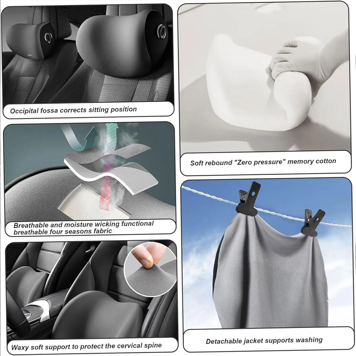 Car Headrest & Lumbar Support Cushion