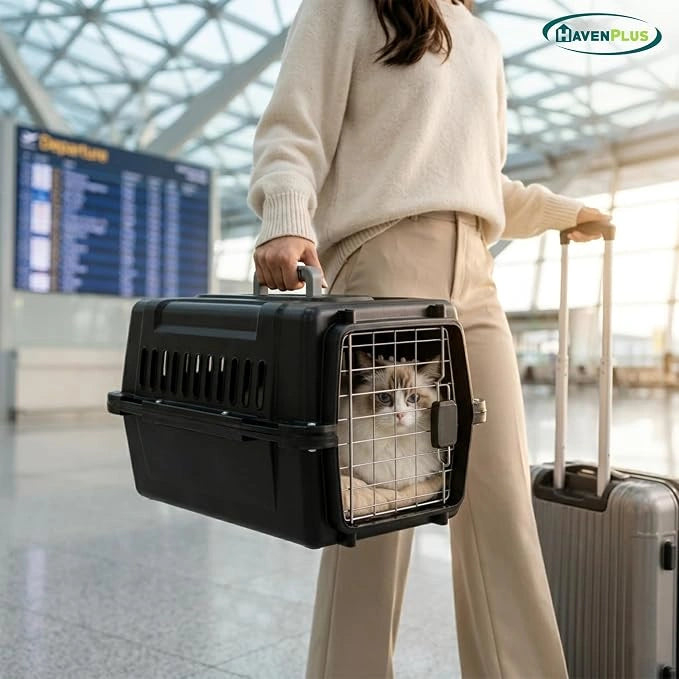 Lightweight pet transport travel carrier cage for convenient, secure, and stress-free transportation of pets