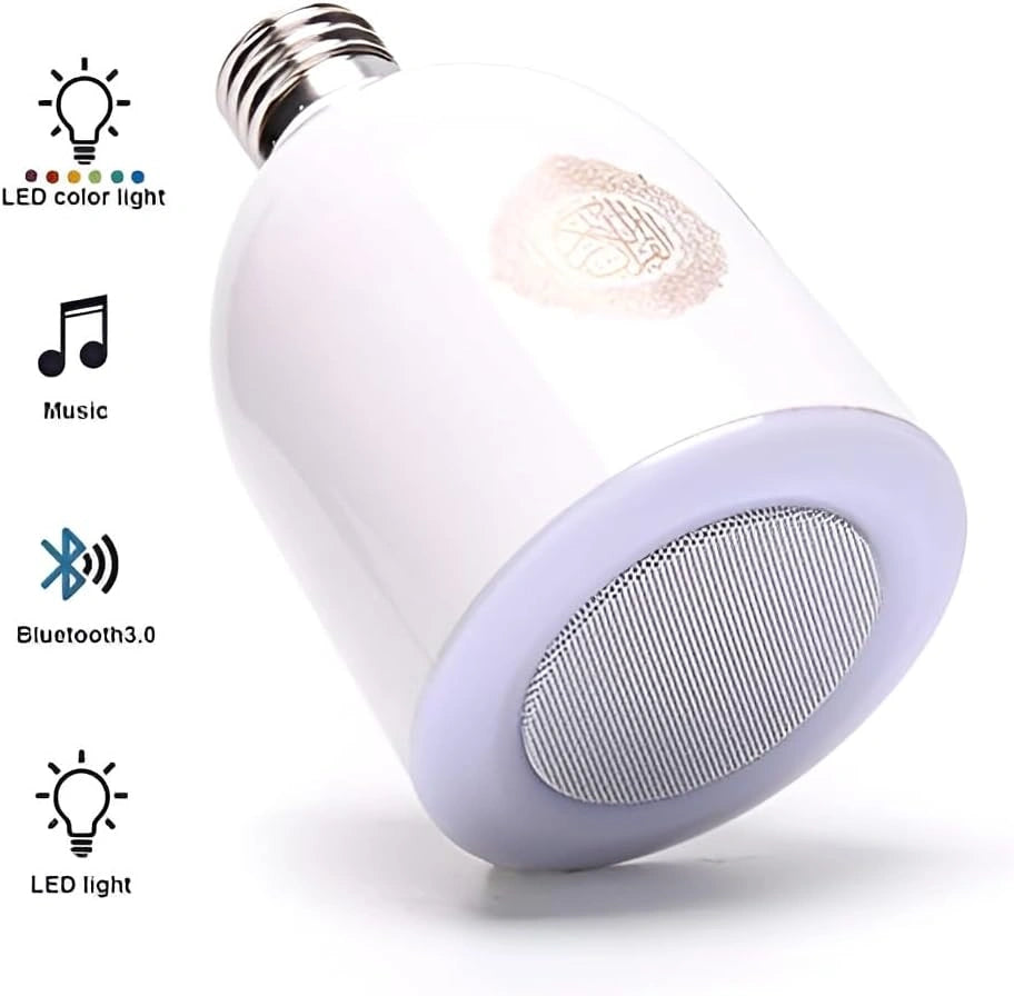 Portable Quran speaker LED lamp with wireless connectivity, touch controls, and adjustable LED light brightness
