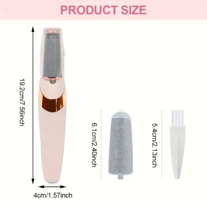 Rechargeable electric foot file callus remover featuring an ergonomic cordless design for comfortable pedicure sessions