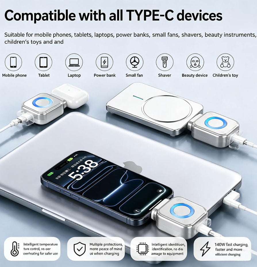 Smart auto stop charging adapter providing safe, reliable charging for smartphones, tablets, and other USB devices