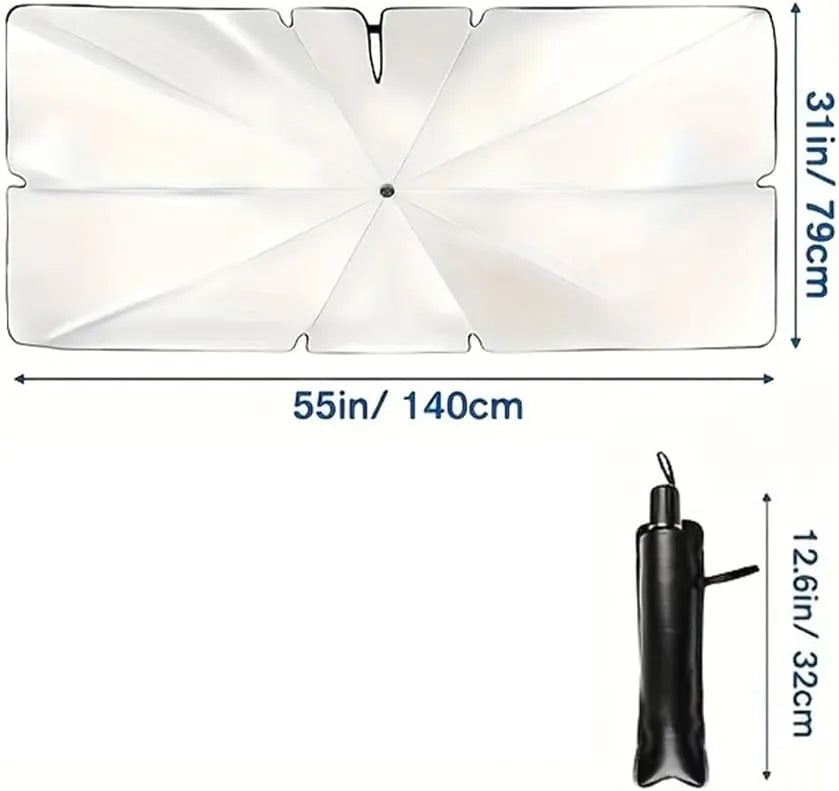 ZOMO Foldable Car Windshield Sun Shade Umbrella - 99% UV Blocking