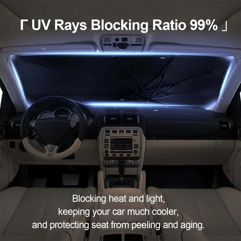 Zomo Foldable Car Windshield Sun Shade – Heat-Reflective Umbrella for 99% UV Protection