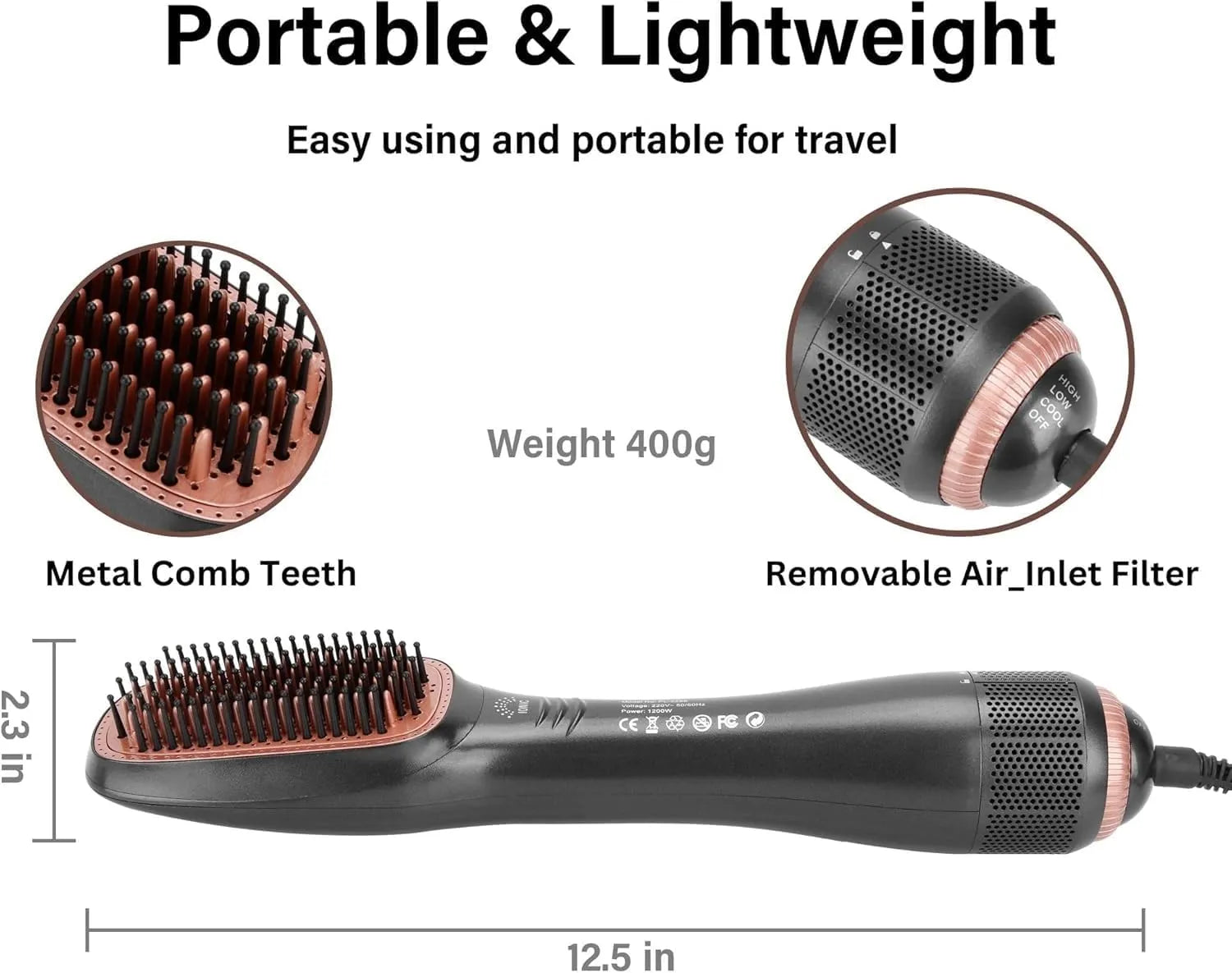 3-in-1 Professional Hair Dryer Brush & Straightener Styler