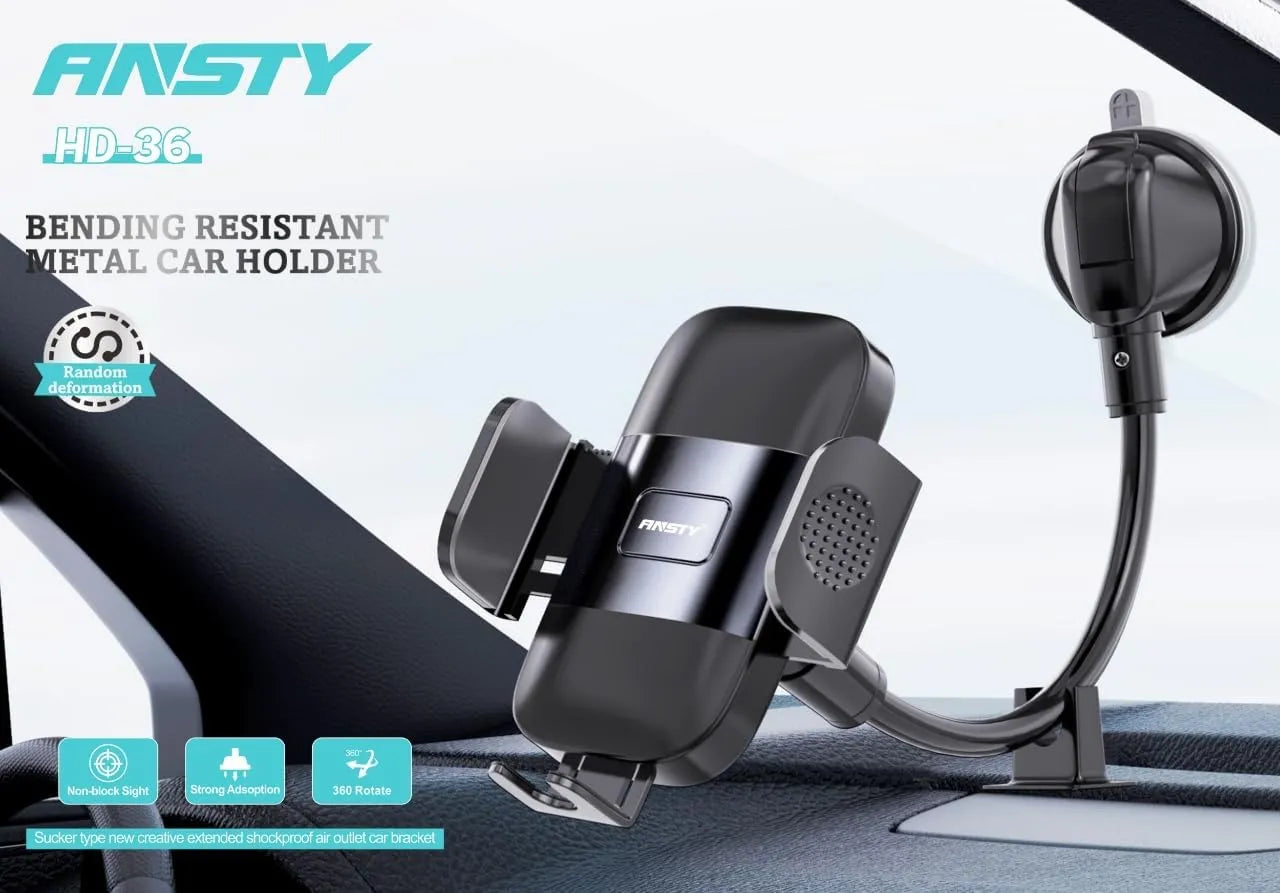 ANSTY HD-36 Universal Long Arm Car Phone Holder - Metal Flexible Mount
