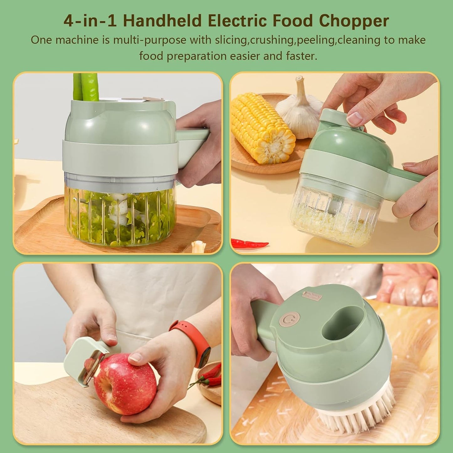 4 in 1 Handheld Electric Vegetable Cutter Set - Portable & Wireless