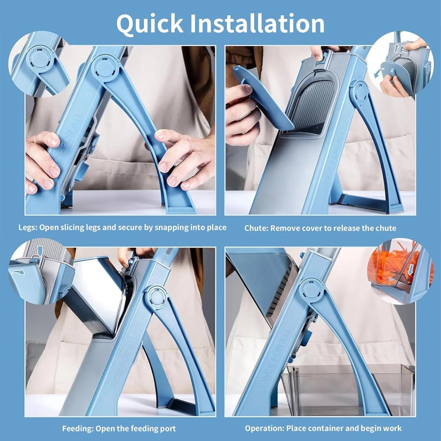 ZOMO Safe Adjustable Mandoline Slicer & Vegetable Chopper