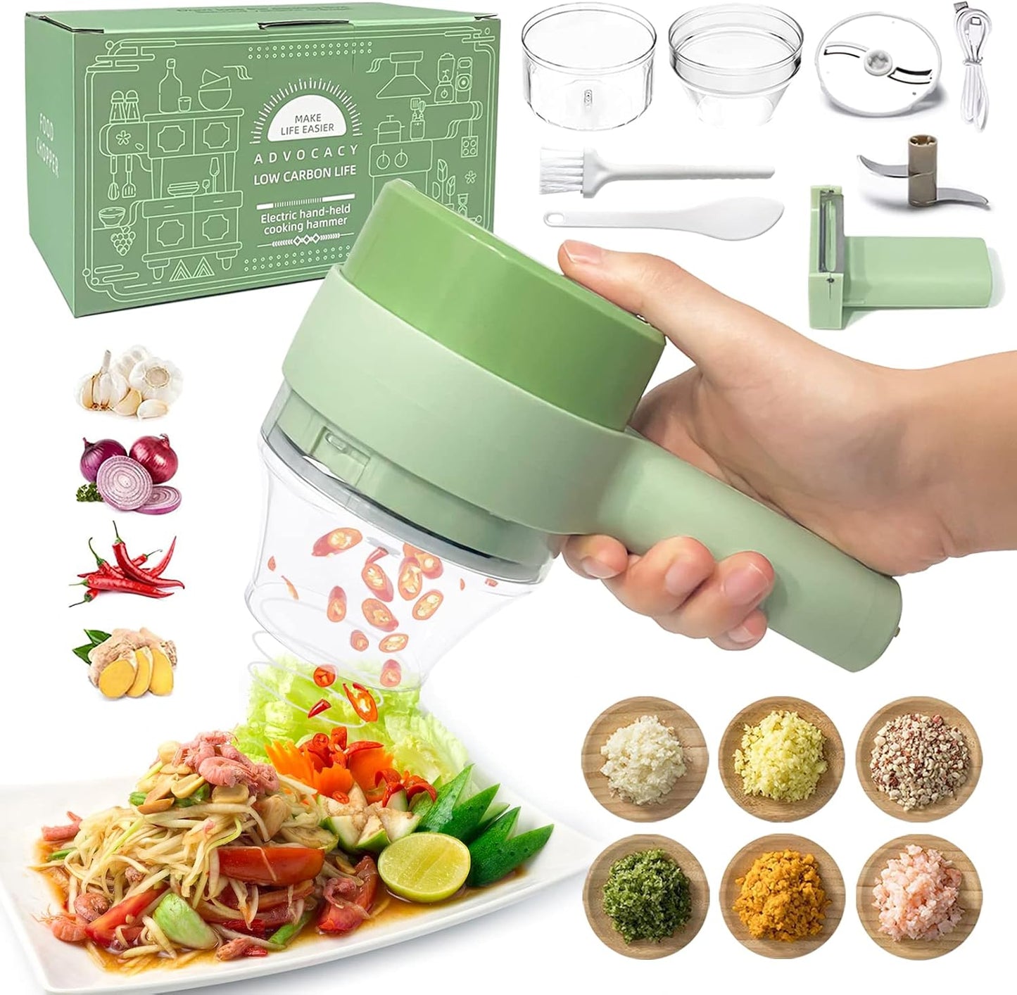 4 in 1 Handheld Electric Vegetable Cutter Set - Portable & Wireless