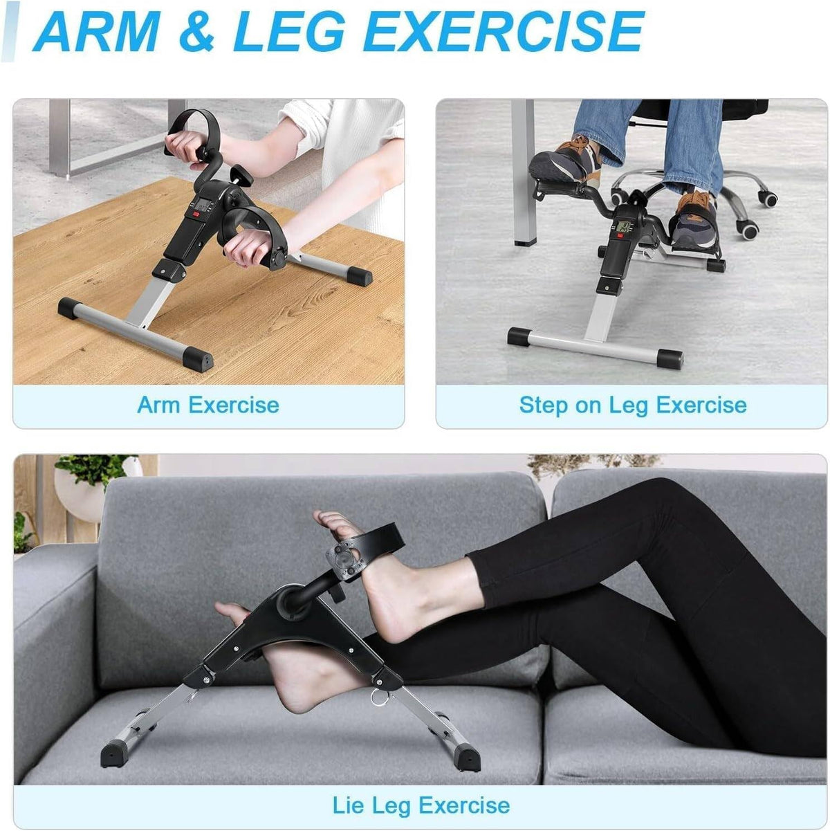 Folding Mini Pedal Exerciser with LCD Monitor