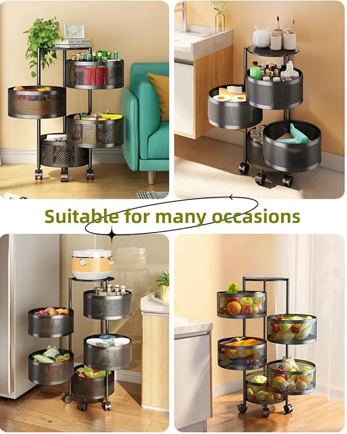 SKY-TOUCH 5-Tier Rotatable Kitchen Vegetable Storage Rack - Black