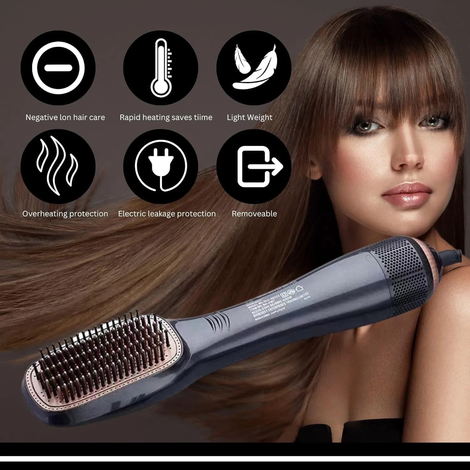3-in-1 Professional Hair Dryer Brush & Straightener Styler