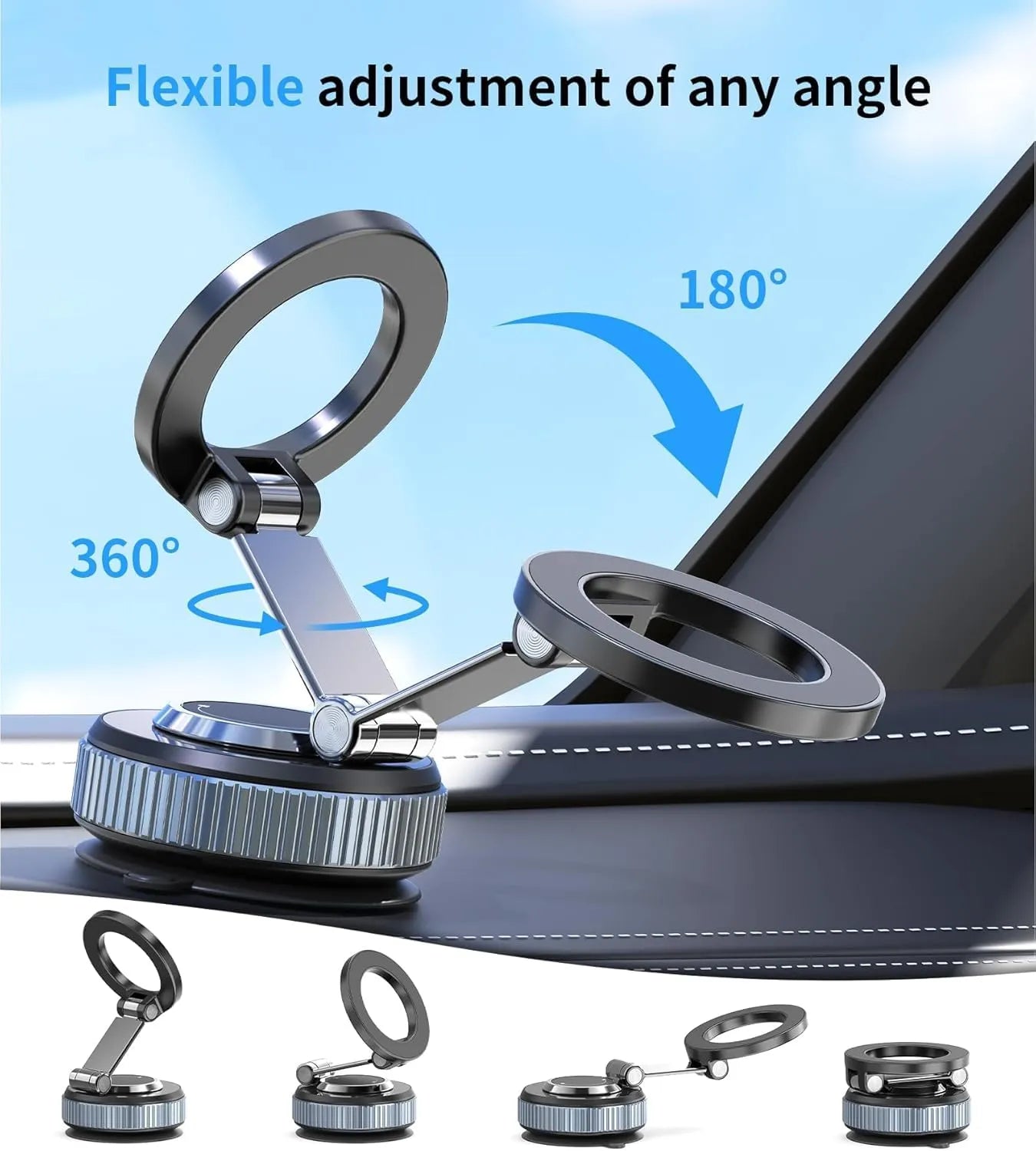 TONEOF Magnetic Car Phone Holder - 360° Rotatable & Foldable Mount