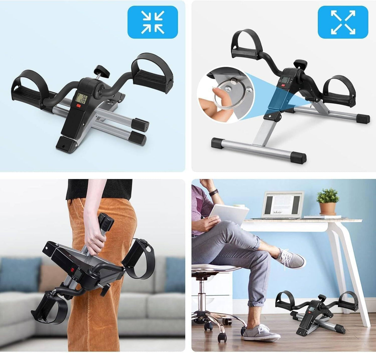 Folding Mini Pedal Exerciser with LCD Monitor
