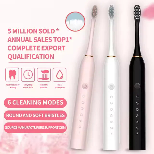 Lily's Lux Sonic Electric Toothbrush – 6 Cleaning Modes & USB Rechargeable