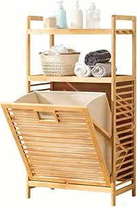 Bamboo laundry hamper with 2-tier storage combining modern style, durable construction, and practical home organization
