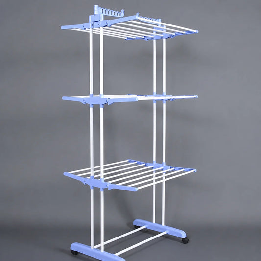 3-Tier Foldable Clothes Drying Rack with Wheels