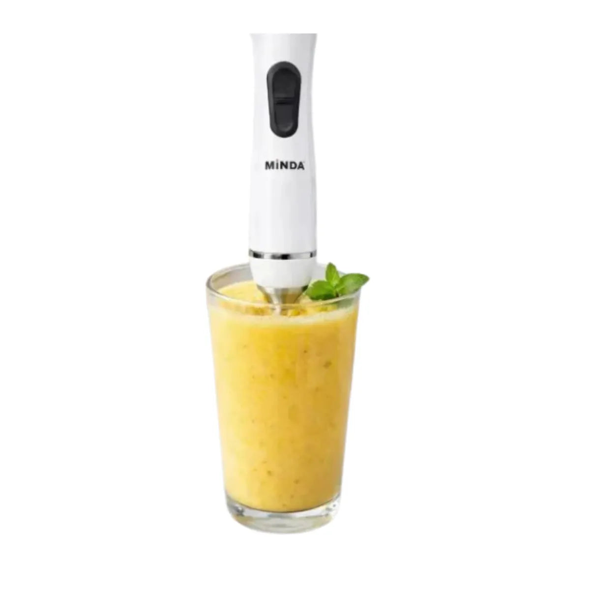 Minda 600W professional hand blender with a stainless steel immersion shaft for smooth blending and food preparation