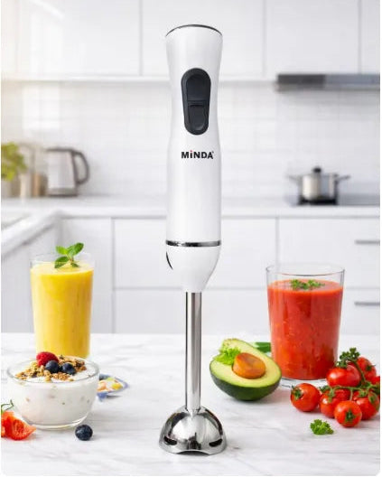 Minda 600W professional hand blender featuring durable stainless steel blades for efficient mixing and pureeing
