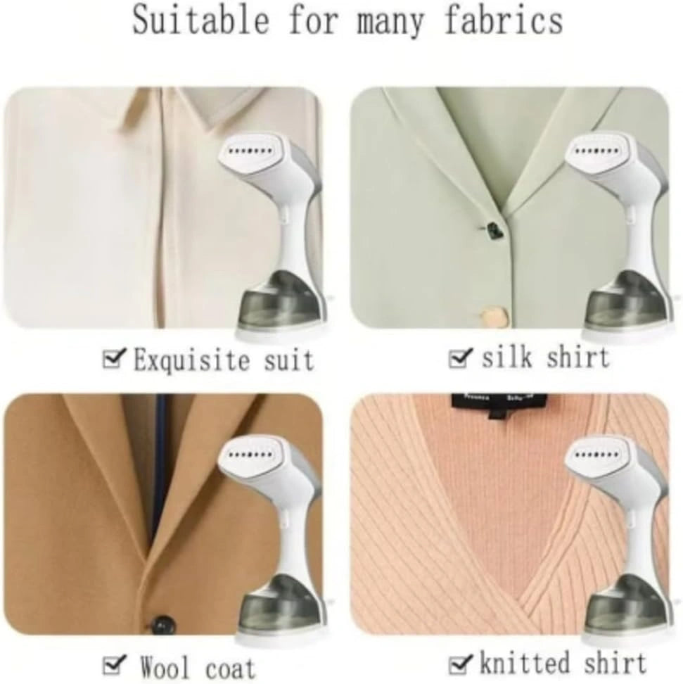 Mini handheld garment steamer portable iron for safe and efficient steaming of shirts, dresses, suits, and delicate fabrics