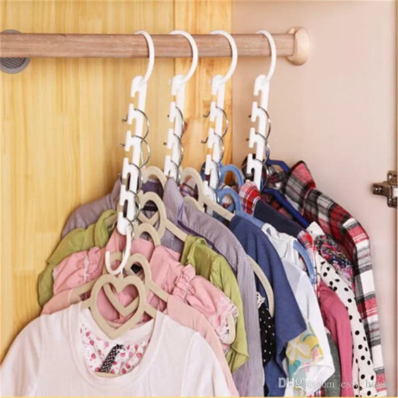 Pang Qi 8-pack magic space-saving hangers designed to maximize closet storage and keep clothes neatly organized