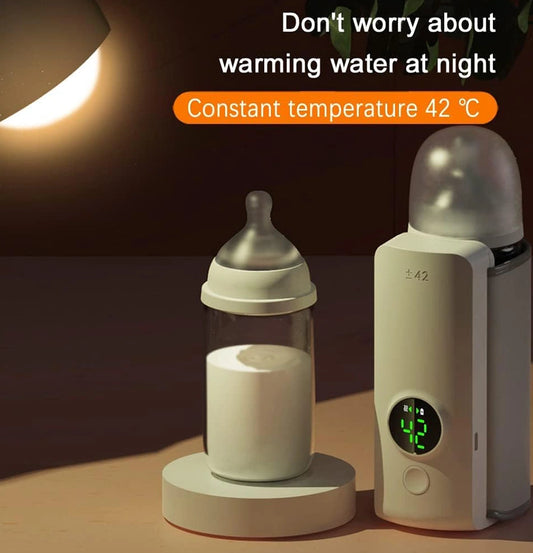 Portable electric bottle warmer for quickly and evenly warming baby bottles at home or while traveling