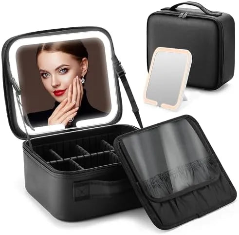 Professional portable leather makeup train case with a durable travel-friendly design for makeup artists and beauty enthusiasts