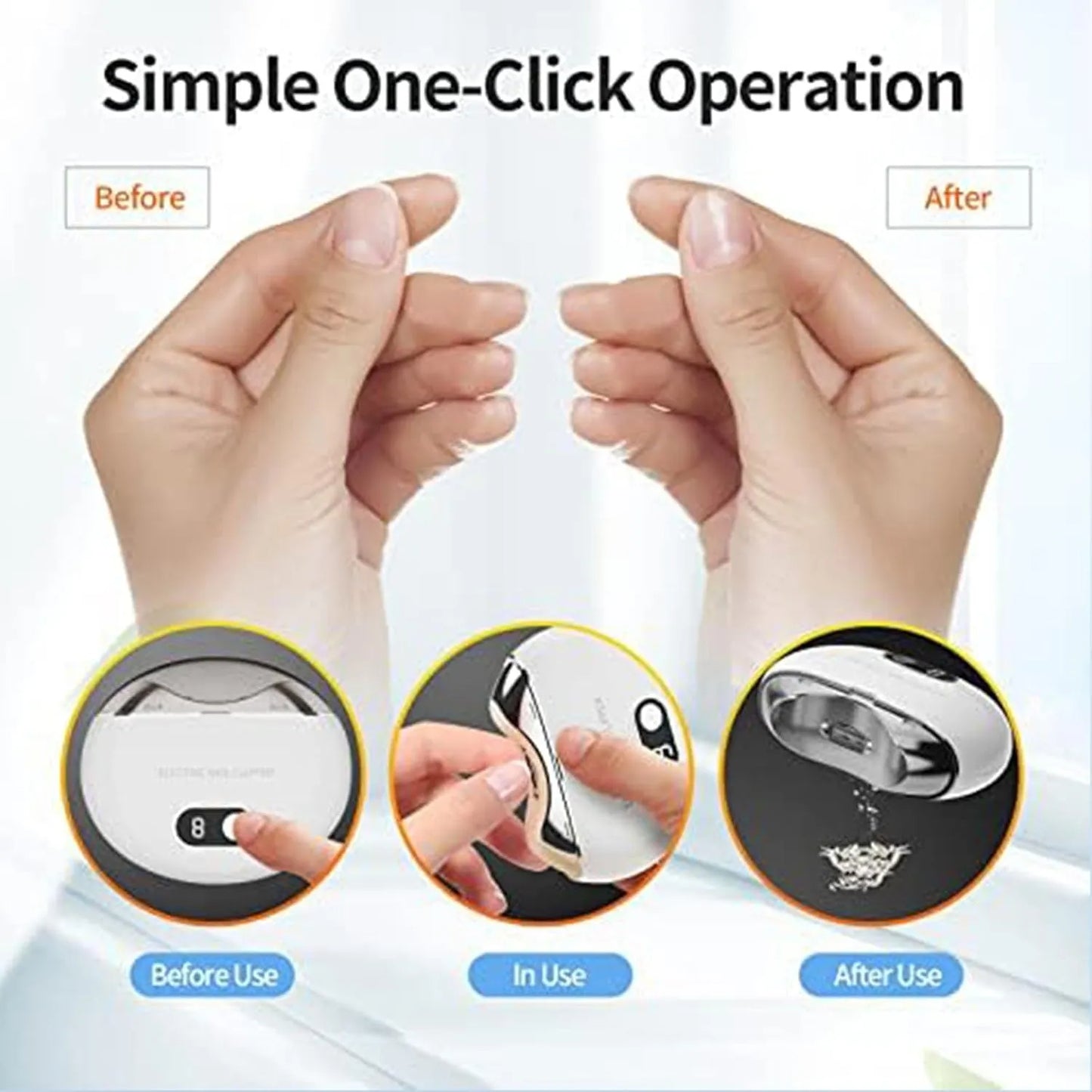 ViqTrg electric automatic nail clipper with a built-in precision trimming system for smooth and even nail cutting