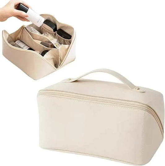 WBooo large travel cosmetic bag with spacious compartments for organizing makeup, skincare, and beauty essentials