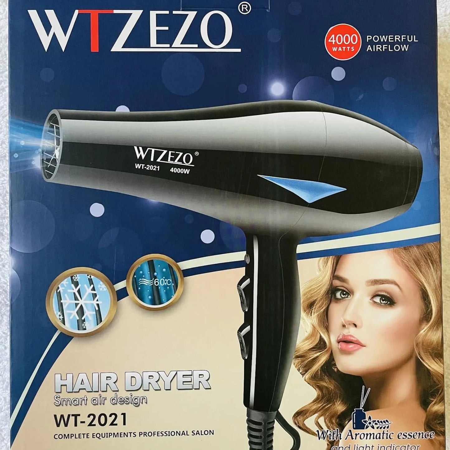 WTZezo professional 4000W hair dryer with an ergonomic lightweight design for comfortable daily use