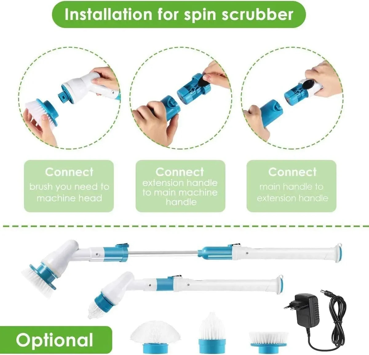 Yu-Well electric spin scrubber with a cordless rechargeable design for convenient cleaning without tangled wires