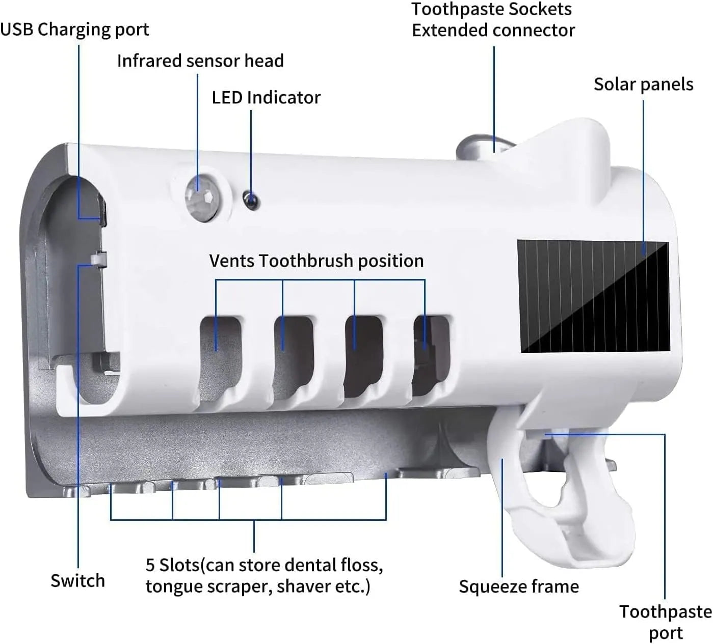 Yu-Well UV toothbrush sterilizer with a compact, space-saving design for organized bathroom countertops and walls