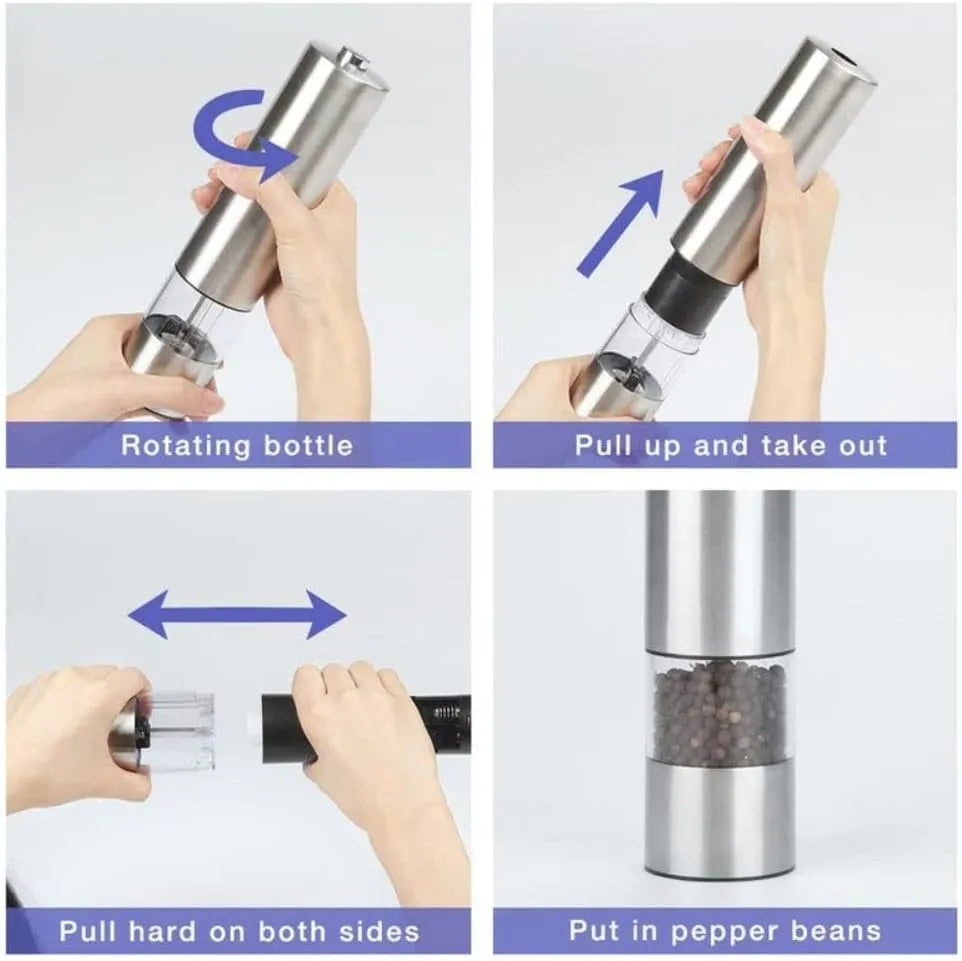 Zomo electric salt and pepper grinder mill featuring a built-in LED light for precise seasoning while cooking