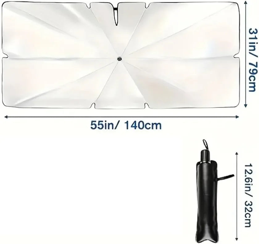 Zomo foldable car windshield sun shade helping reduce heat buildup while protecting your dashboard and seats from sunlight