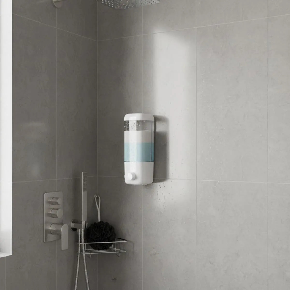 Zomo wall-mounted refillable soap dispenser with a transparent refillable container for quick liquid level monitoring